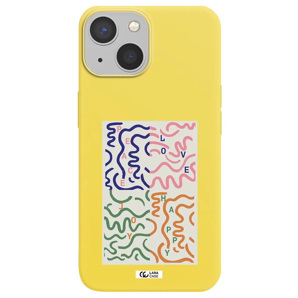 Peace,Love,Joy,Happy Apple iPhone 13 mini Silicone canary yellow Case