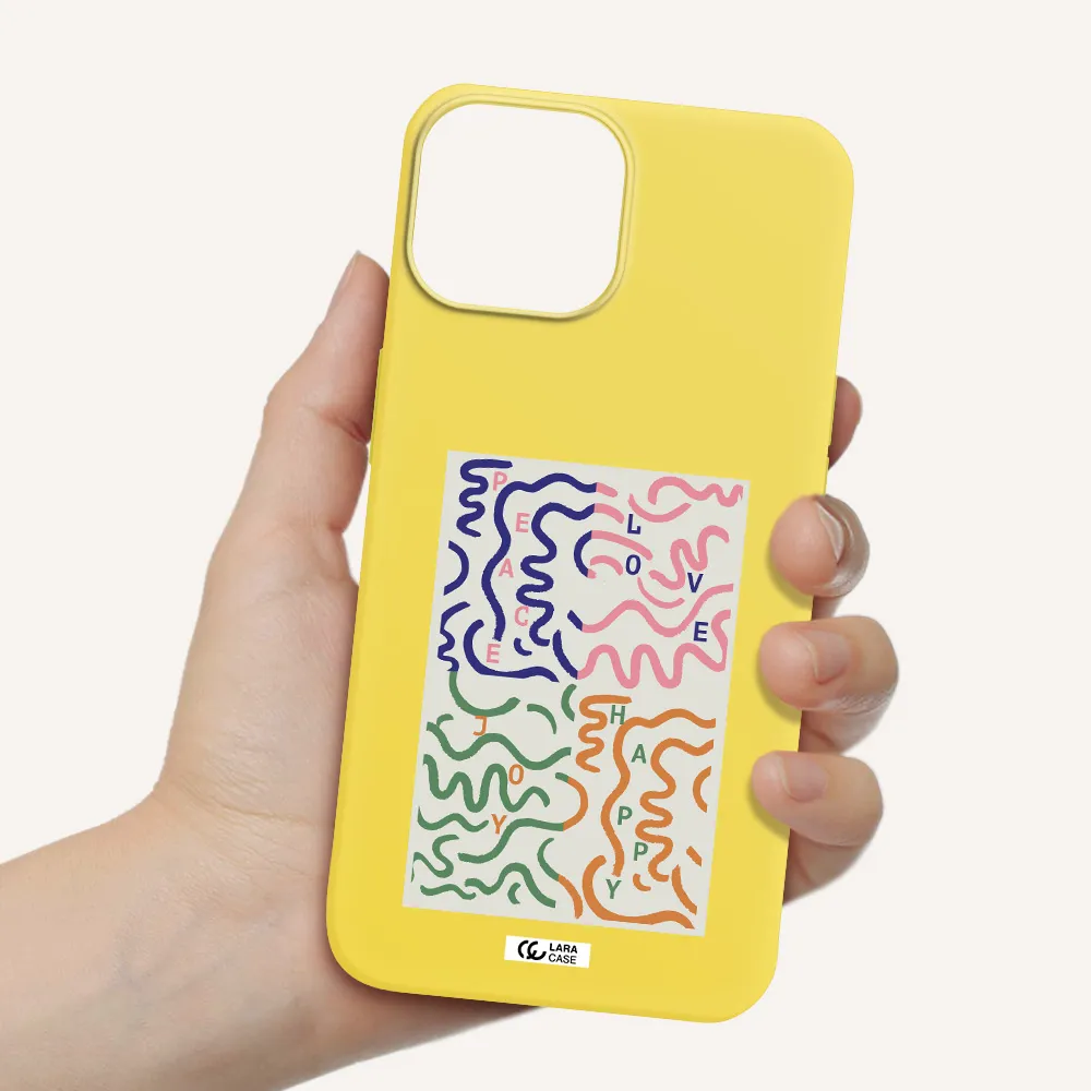 Peace,Love,Joy,Happy Apple iPhone 13 mini Silicone canary yellow Case