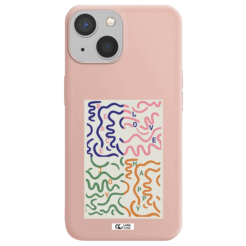 Peace,Love,Joy,Happy Apple iPhone 13 mini Silicone pastel pink Case