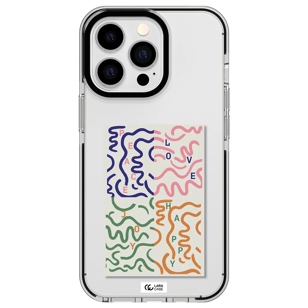 Peace,Love,Joy,Happy Apple iPhone 13 Pro impact black border Case