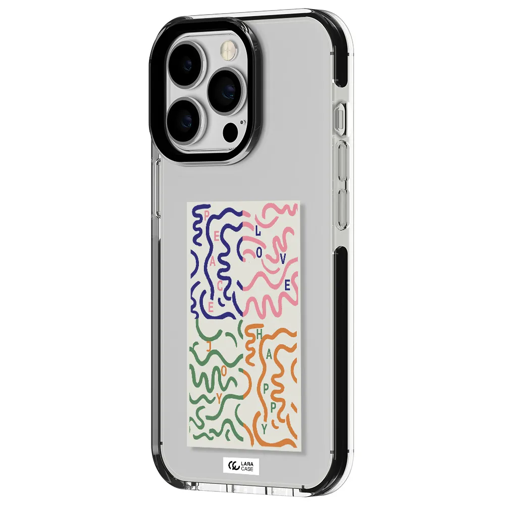 Peace,Love,Joy,Happy Apple iPhone 13 Pro impact black border Case