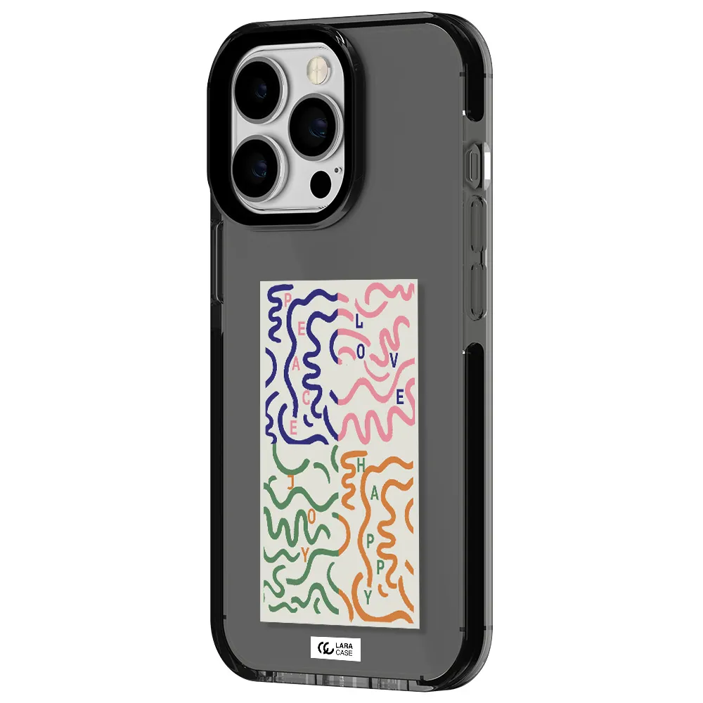 Peace,Love,Joy,Happy Apple iPhone 13 Pro impact Smoke Black Case