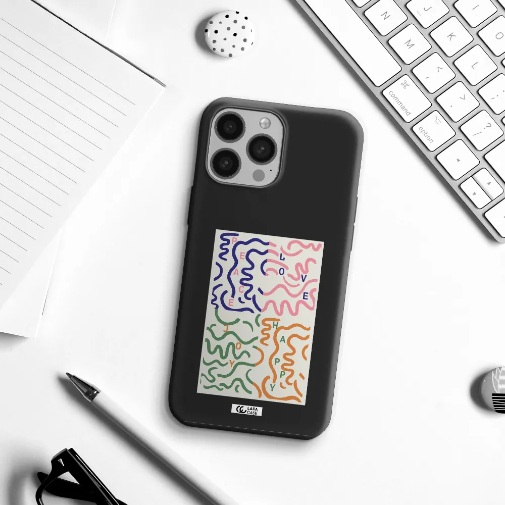 Peace,Love,Joy,Happy Apple iPhone 13 Pro Max Silicone black Case