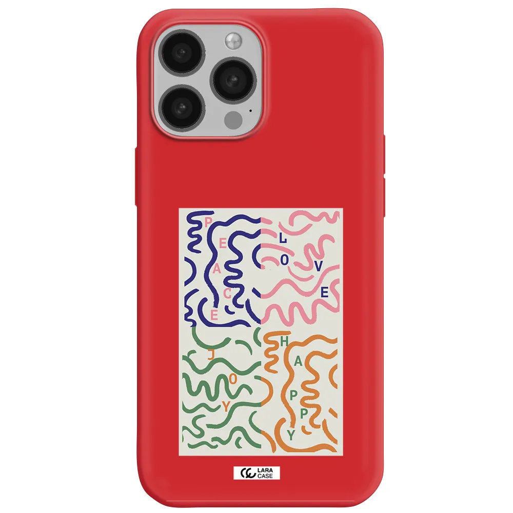 Peace,Love,Joy,Happy Apple iPhone 13 Pro Max Silicone Imperial Red Case