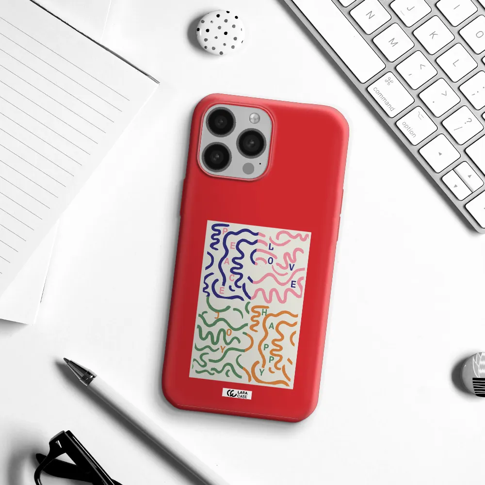 Peace,Love,Joy,Happy Apple iPhone 13 Pro Max Silicone Imperial Red Case