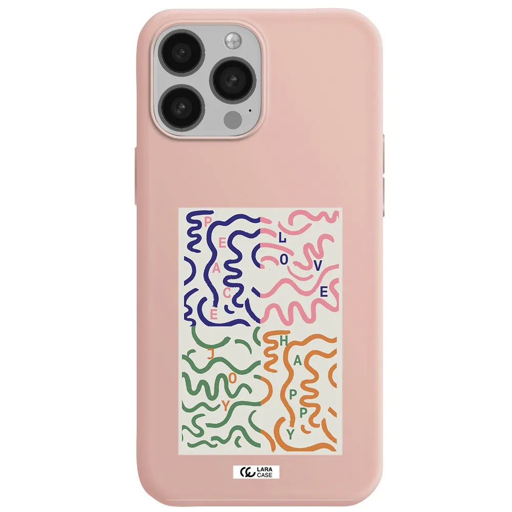 Peace,Love,Joy,Happy Apple iPhone 13 Pro Max Silicone pastel pink Case