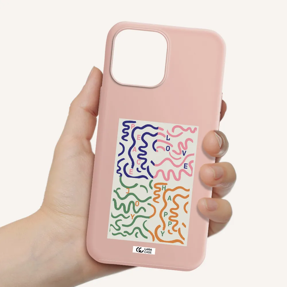 Peace,Love,Joy,Happy Apple iPhone 13 Pro Max Silicone pastel pink Case