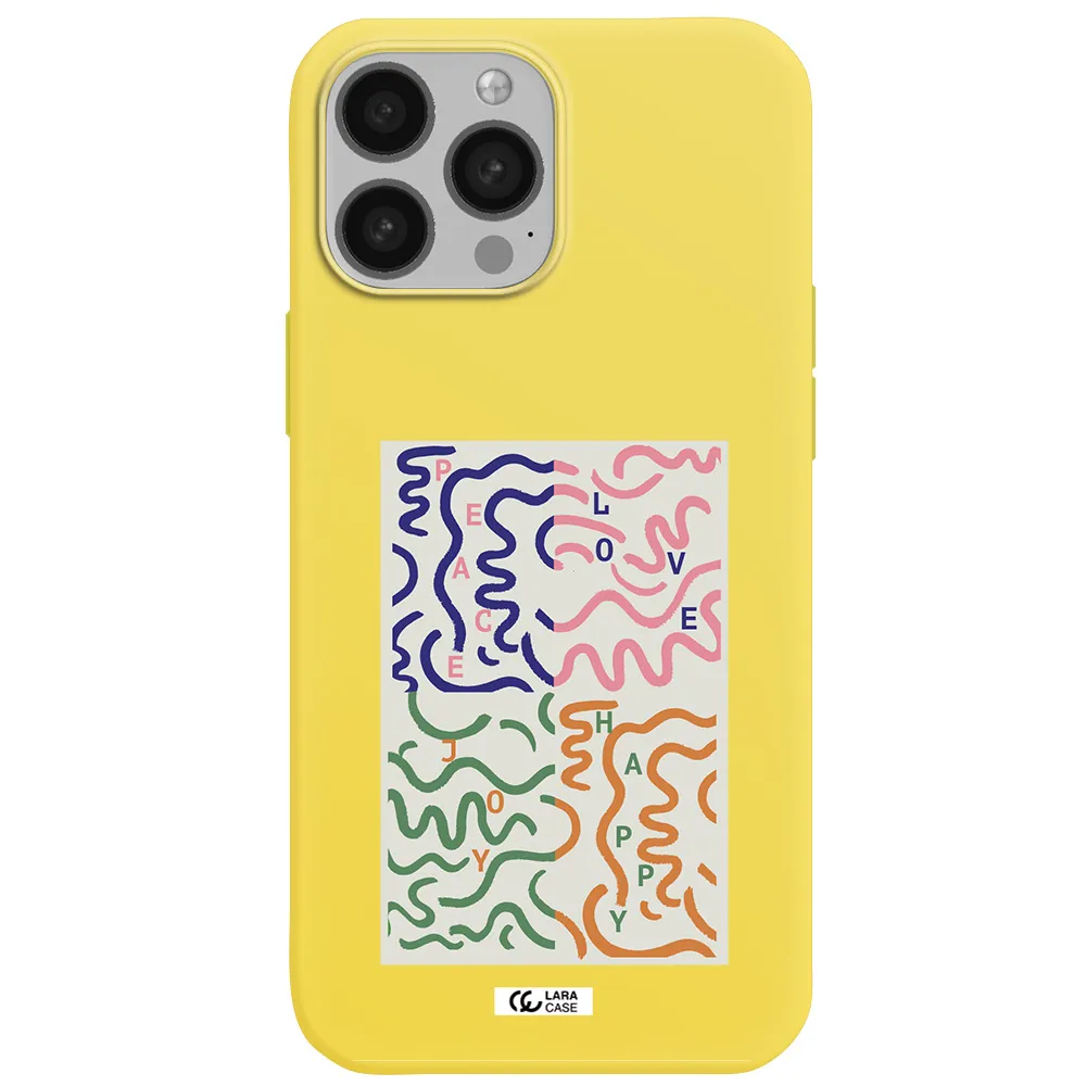 Peace,Love,Joy,Happy Apple iPhone 13 Pro Silicone canary yellow Case