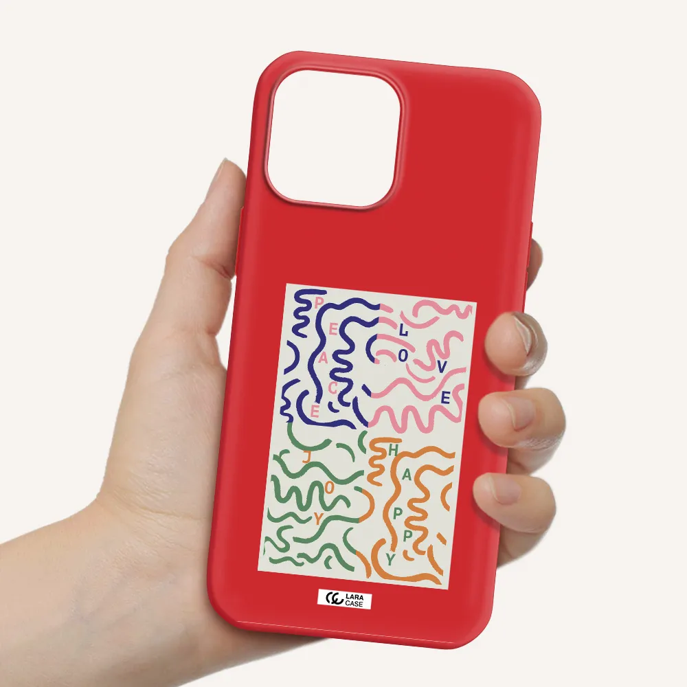 Peace,Love,Joy,Happy Apple iPhone 13 Pro Silicone Imperial Red Case