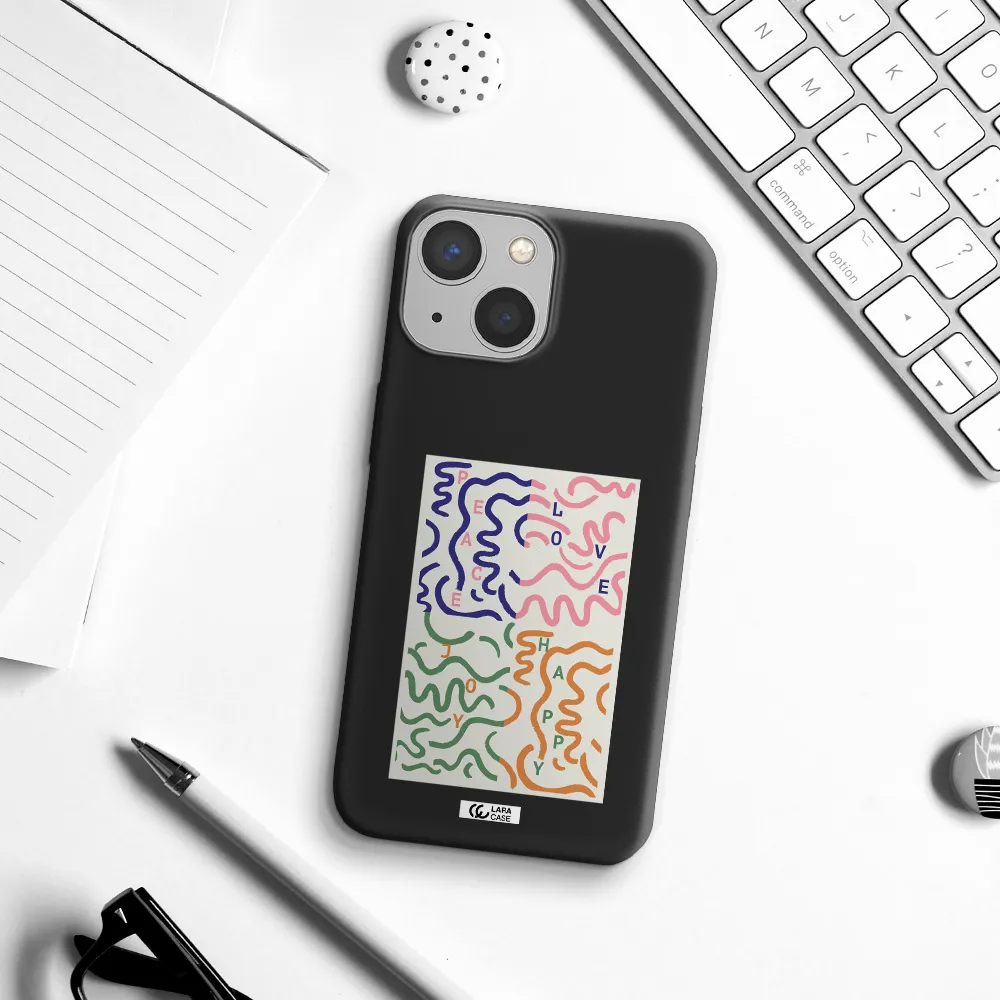 Peace,Love,Joy,Happy Apple iPhone 13 Silicone black Case