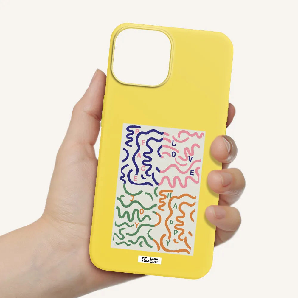 Peace,Love,Joy,Happy Apple iPhone 13 Silicone canary yellow Case