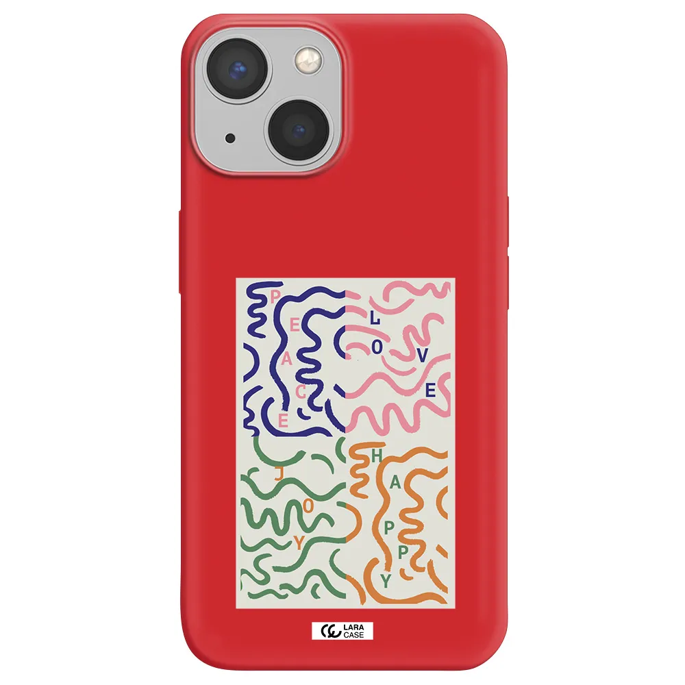 Peace,Love,Joy,Happy Apple iPhone 13 Silicone Imperial Red Case