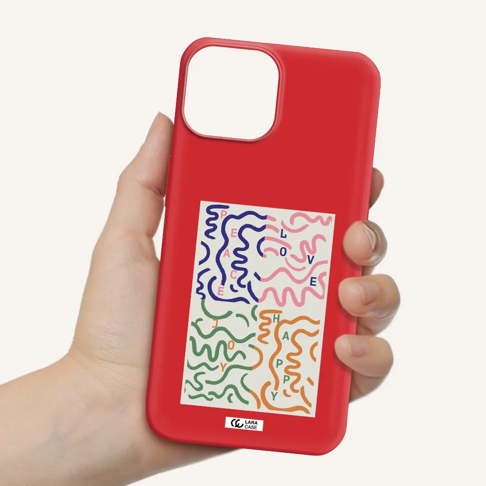 Peace,Love,Joy,Happy Apple iPhone 13 Silicone Imperial Red Case