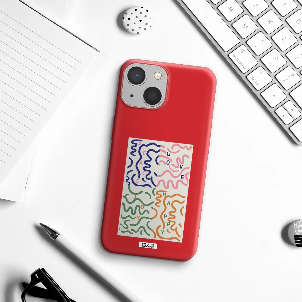 Peace,Love,Joy,Happy Apple iPhone 13 Silicone Imperial Red Case