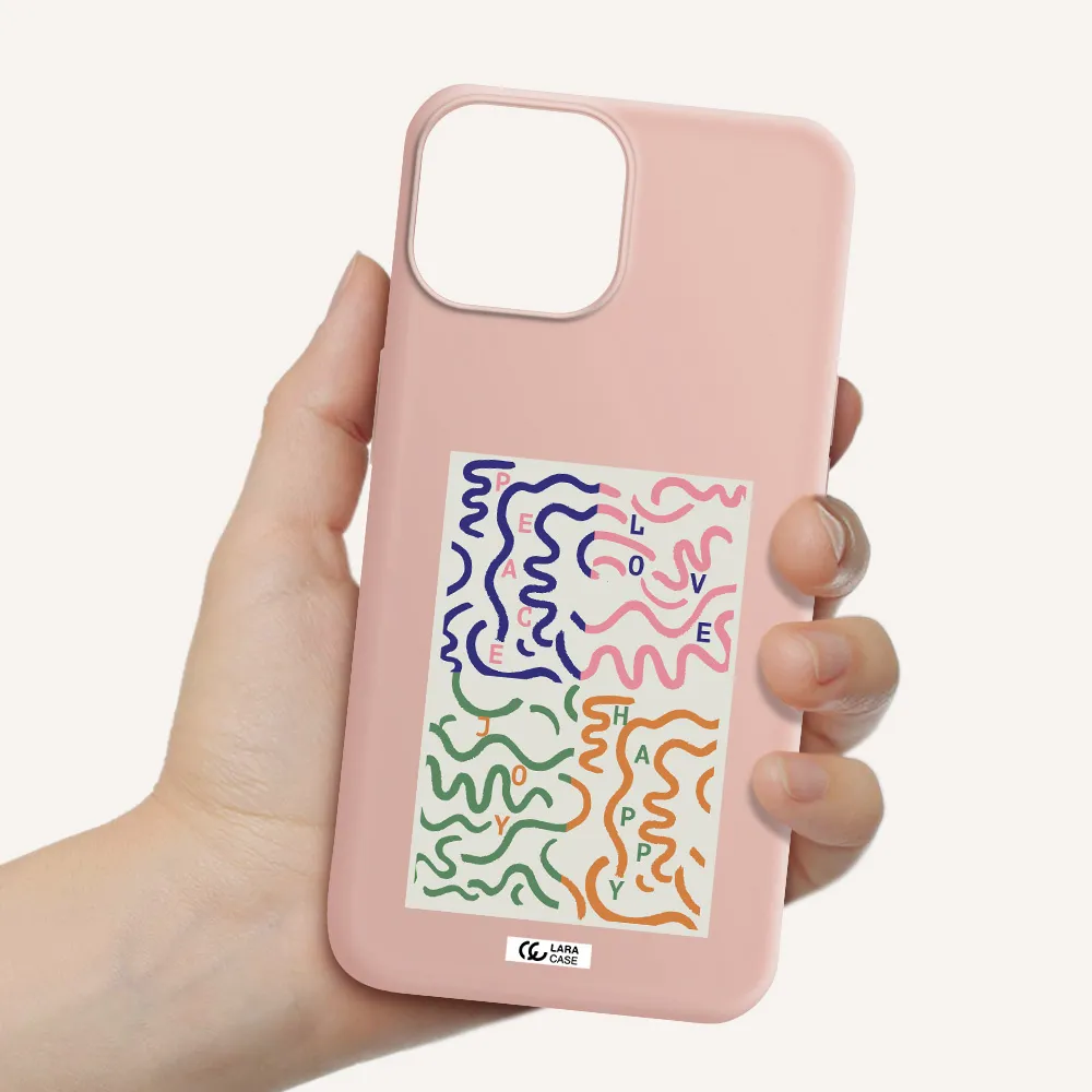 Peace,Love,Joy,Happy Apple iPhone 13 Silicone pastel pink Case