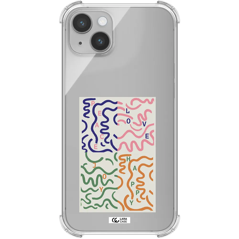 Peace,Love,Joy,Happy Apple iPhone 14 Clear PC Case