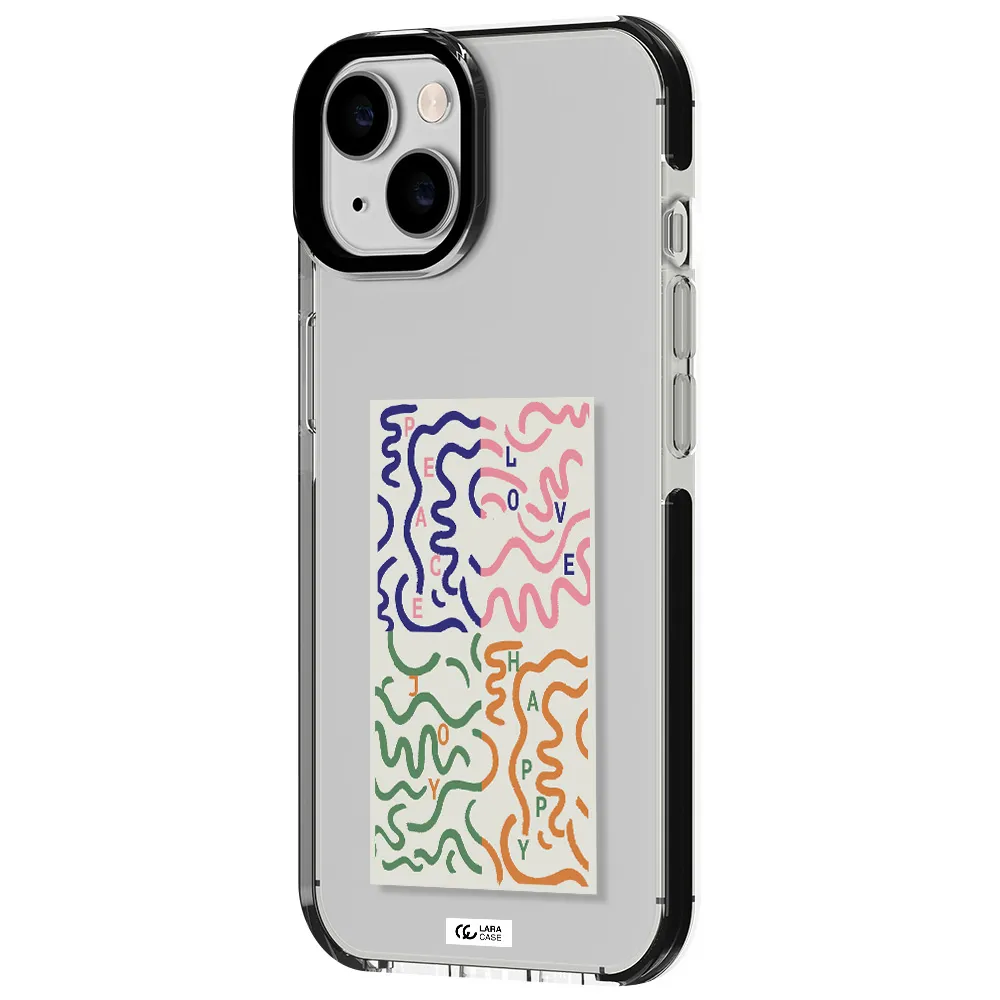 Peace,Love,Joy,Happy Apple iPhone 14 impact black border Case