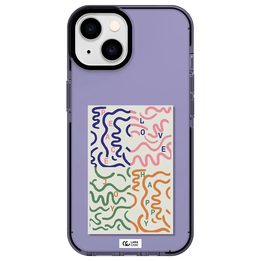 Peace,Love,Joy,Happy Apple iPhone 14 impact Lilac Case