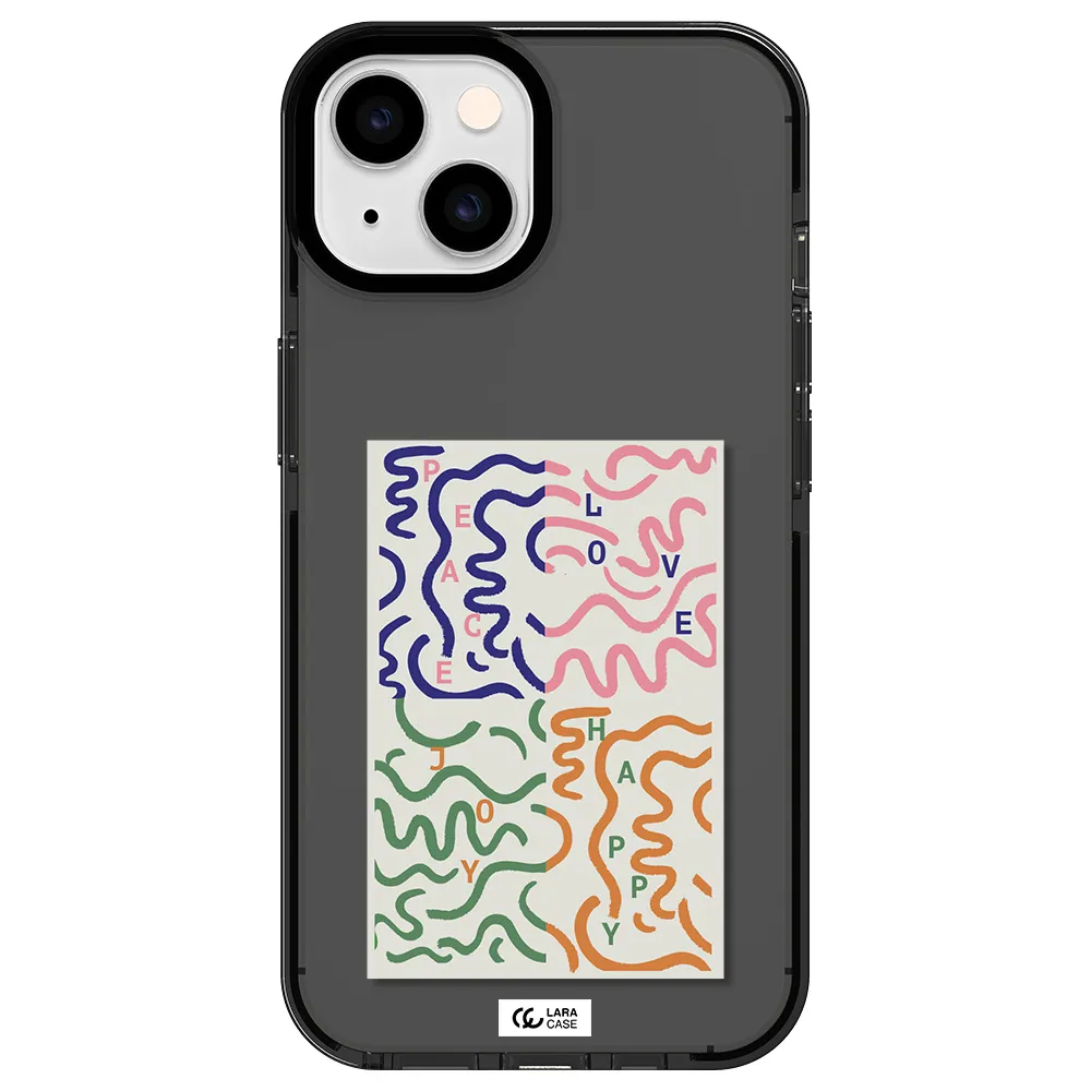 Peace,Love,Joy,Happy Apple iPhone 14 impact Smoke Black Case