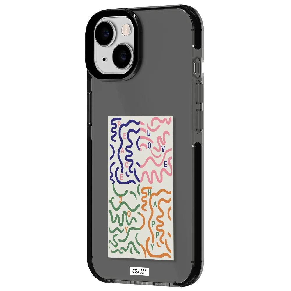 Peace,Love,Joy,Happy Apple iPhone 14 impact Smoke Black Case