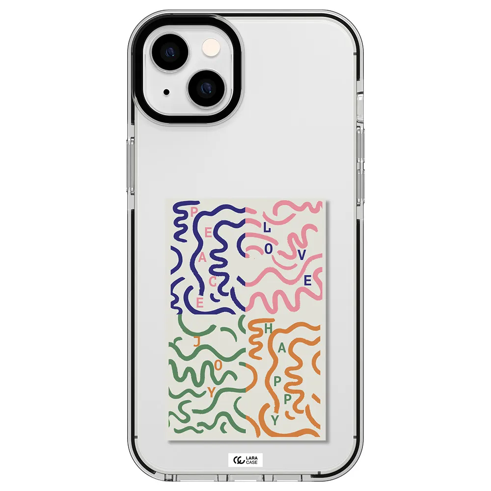 Peace,Love,Joy,Happy Apple iPhone 14 plus impact black border Case
