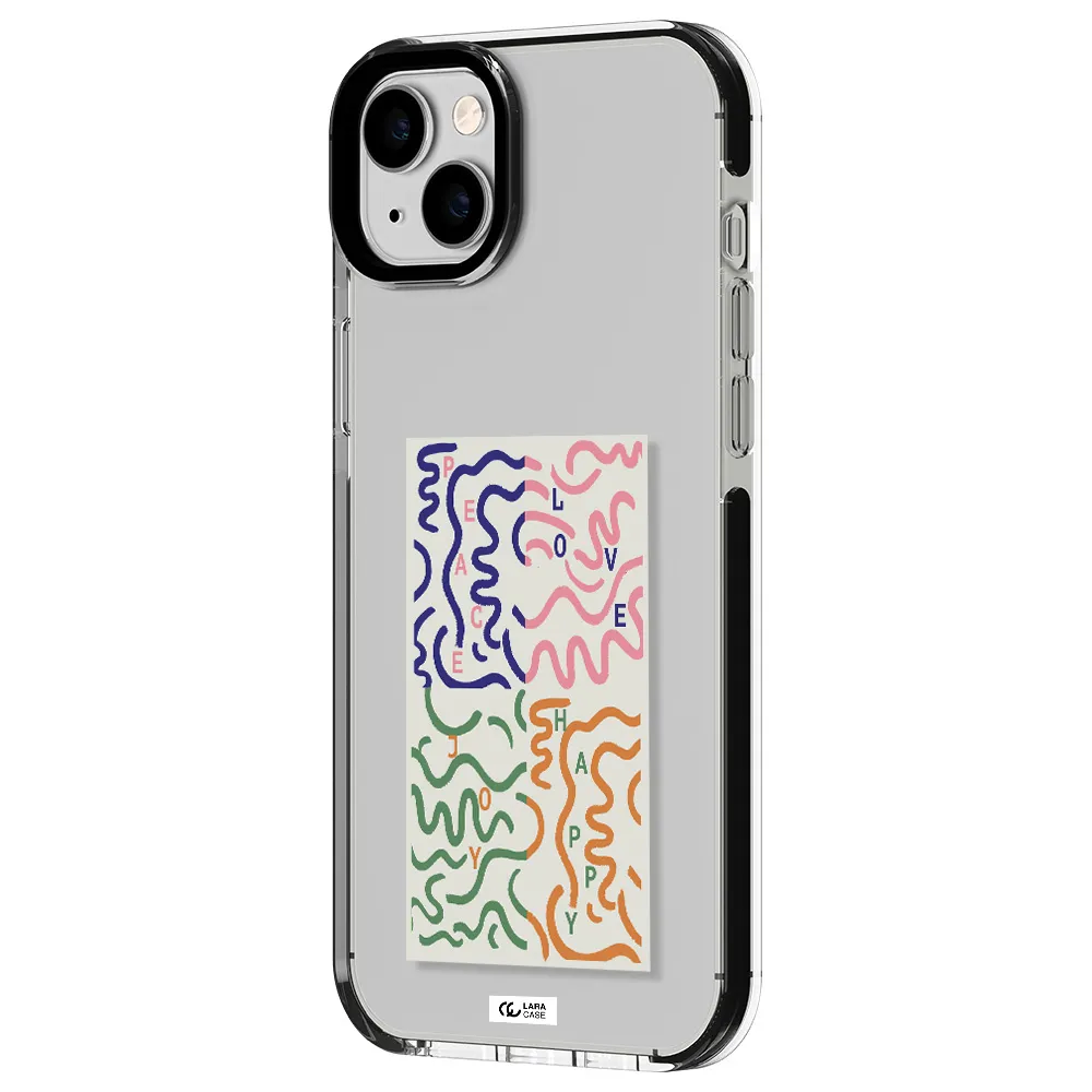 Peace,Love,Joy,Happy Apple iPhone 14 plus impact black border Case