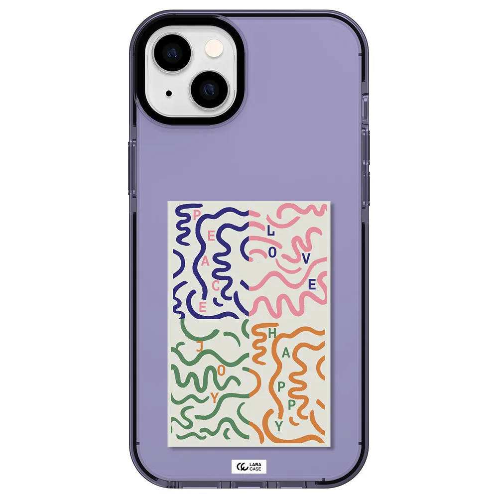 Peace,Love,Joy,Happy Apple iPhone 14 plus impact Lilac Case