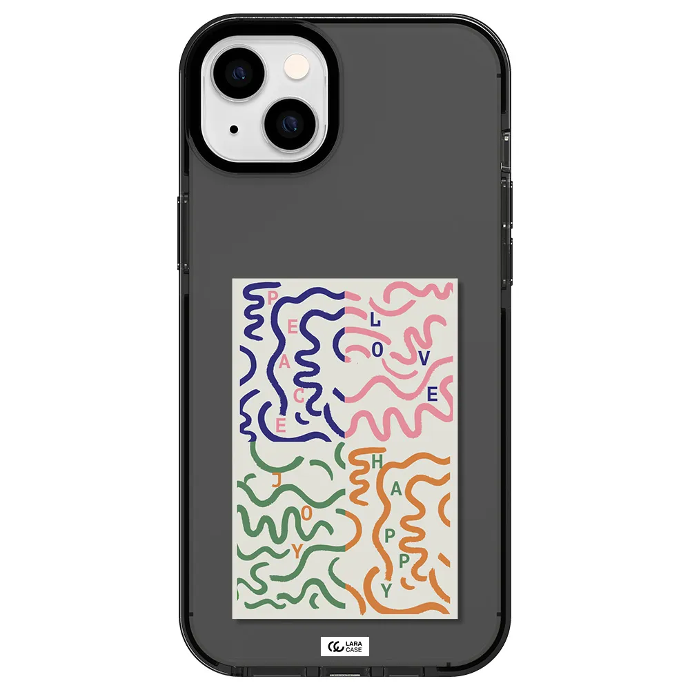 Peace,Love,Joy,Happy Apple iPhone 14 plus impact Smoke Black Case