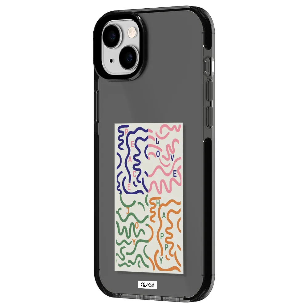 Peace,Love,Joy,Happy Apple iPhone 14 plus impact Smoke Black Case