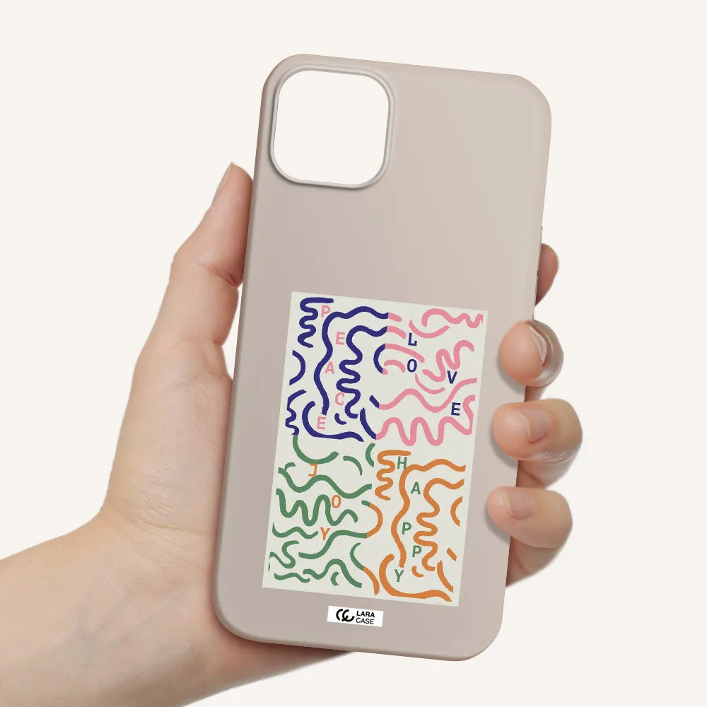 Peace,Love,Joy,Happy Apple iPhone 14 plus Silicone Stone Case