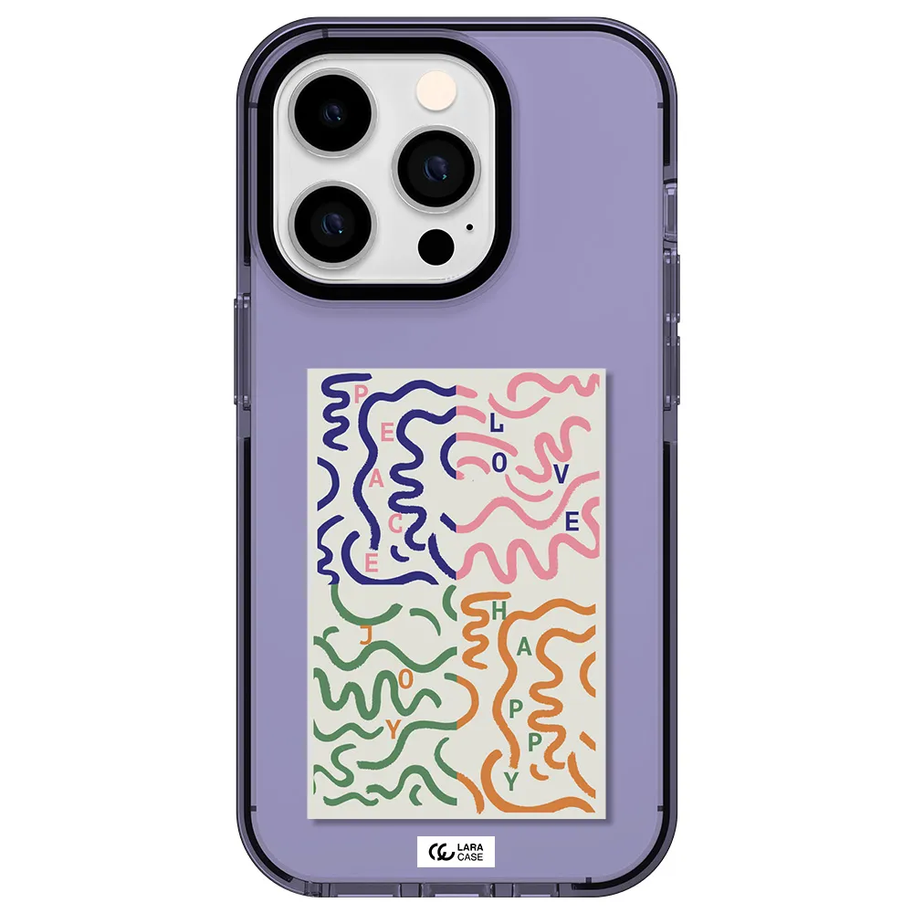 Peace,Love,Joy,Happy Apple iPhone 14 pro impact Lilac Case