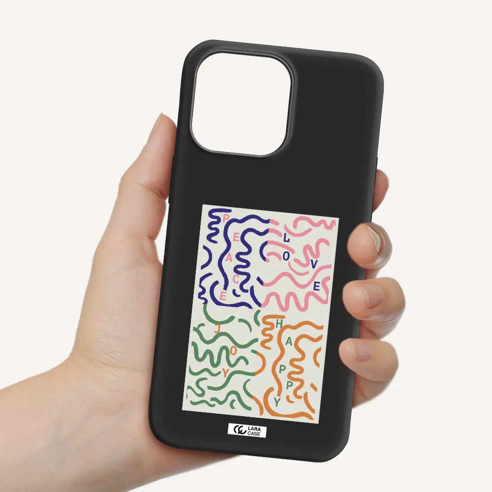 Peace,Love,Joy,Happy Apple iPhone 14 pro max Silicone black Case