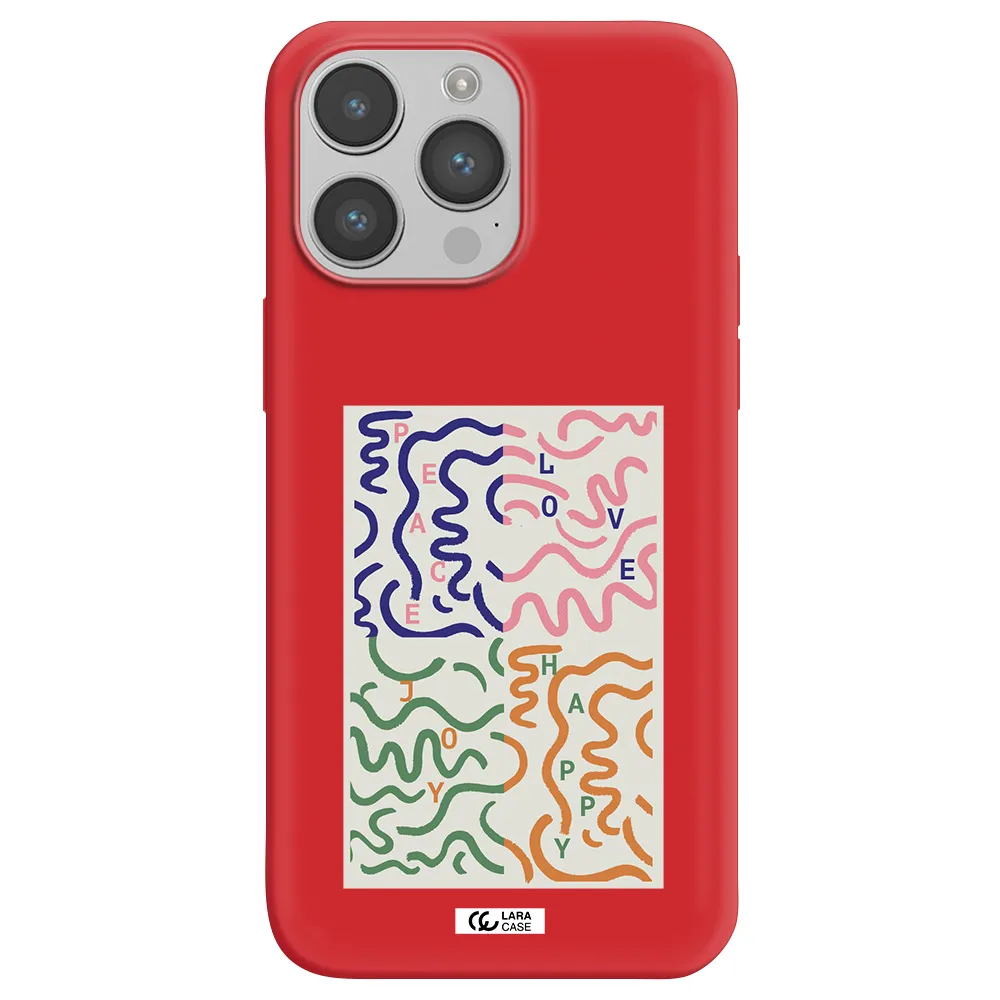 Peace,Love,Joy,Happy Apple iPhone 14 pro max Silicone Imperial Red Case
