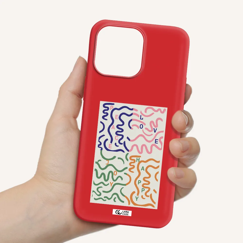Peace,Love,Joy,Happy Apple iPhone 14 pro max Silicone Imperial Red Case