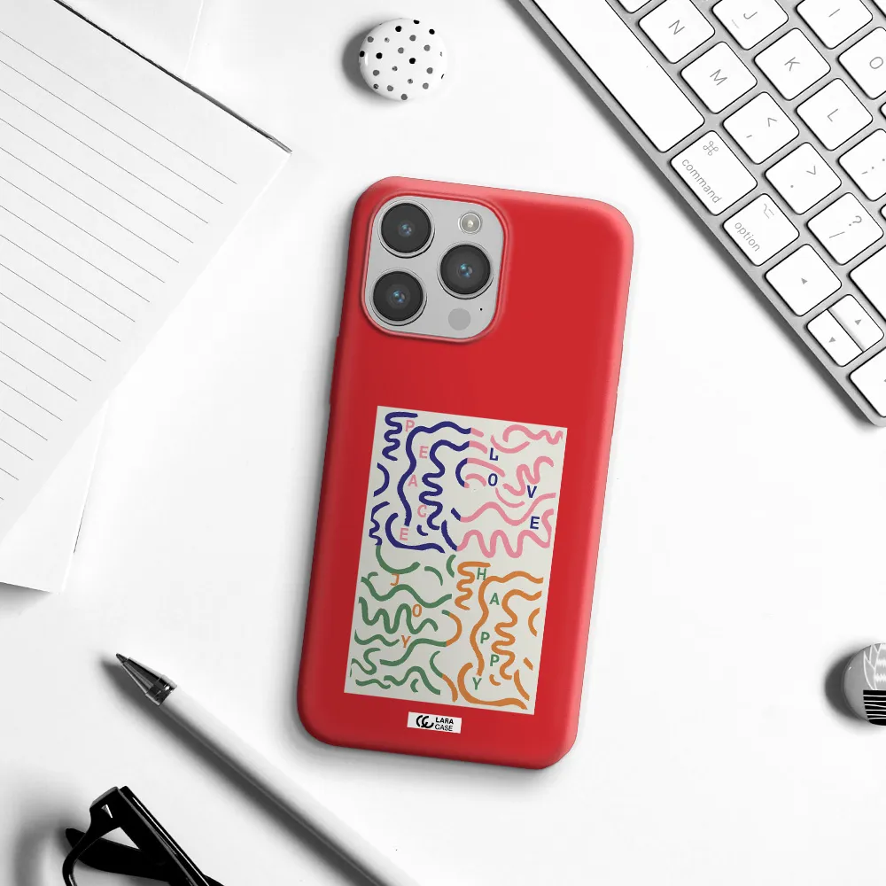 Peace,Love,Joy,Happy Apple iPhone 14 pro max Silicone Imperial Red Case