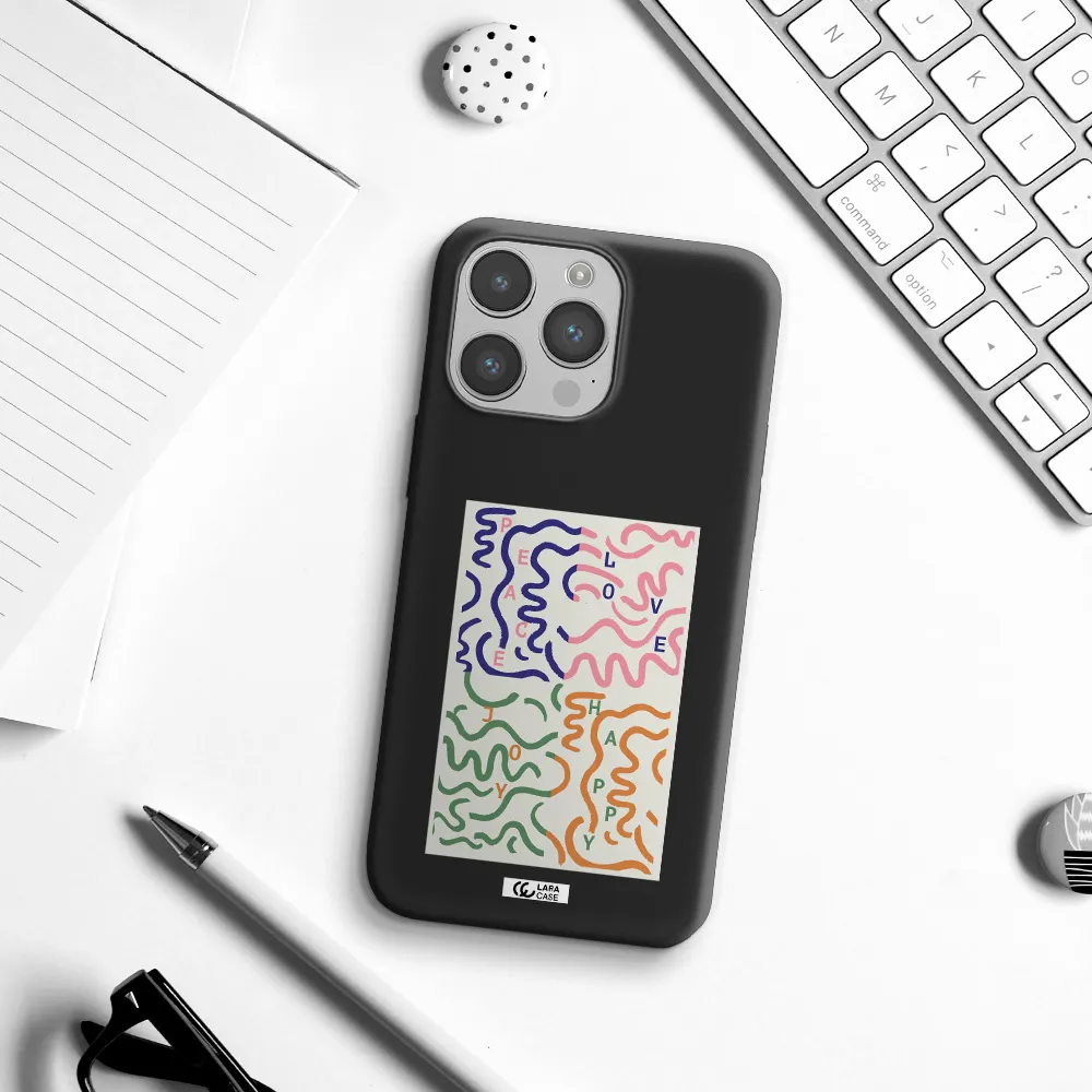 Peace,Love,Joy,Happy Apple iPhone 14 pro Silicone black Case