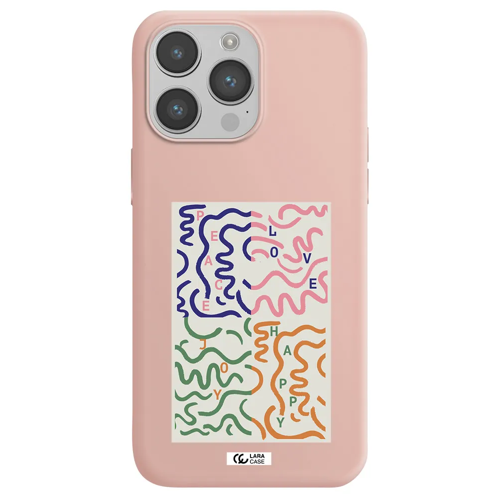 Peace,Love,Joy,Happy Apple iPhone 14 pro Silicone pastel pink Case