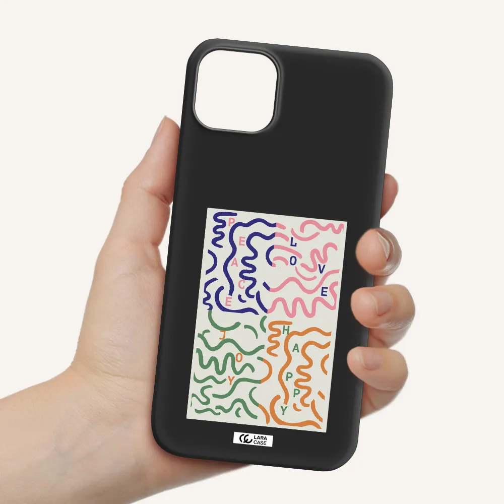 Peace,Love,Joy,Happy Apple iPhone 14 Silicone black Case