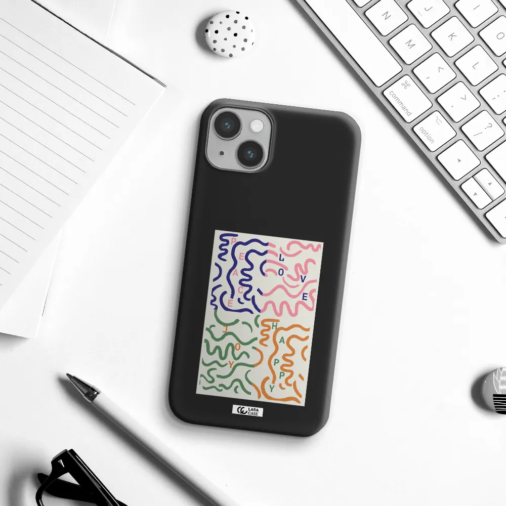 Peace,Love,Joy,Happy Apple iPhone 14 Silicone black Case