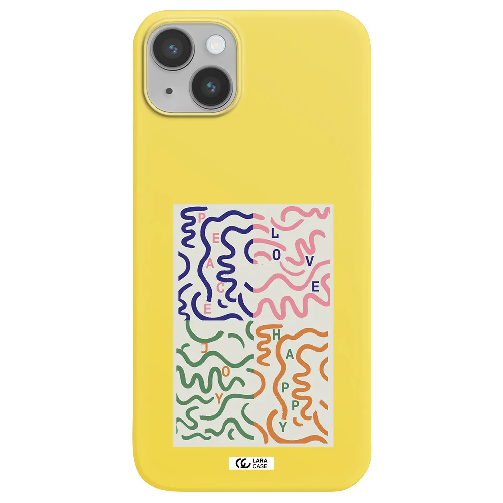 Peace,Love,Joy,Happy Apple iPhone 14 Silicone canary yellow Case