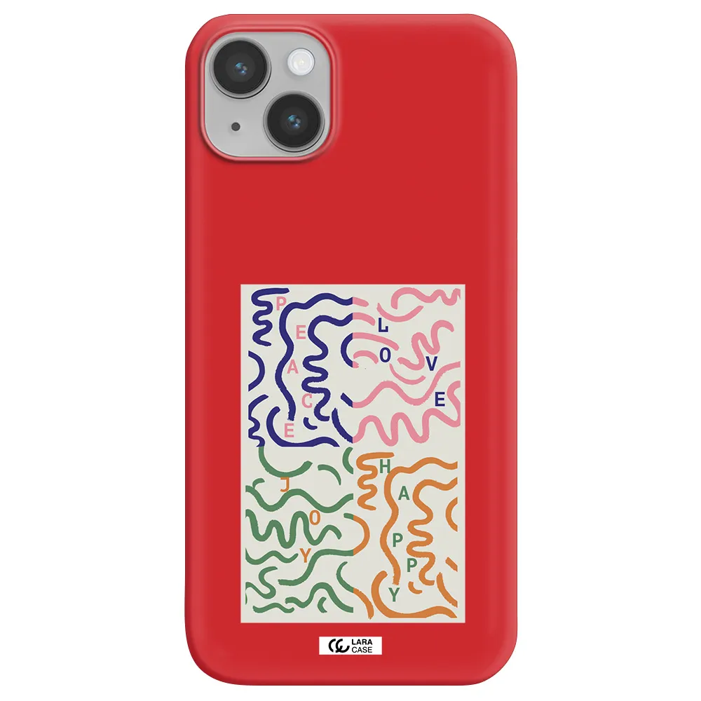 Peace,Love,Joy,Happy Apple iPhone 14 Silicone Imperial Red Case