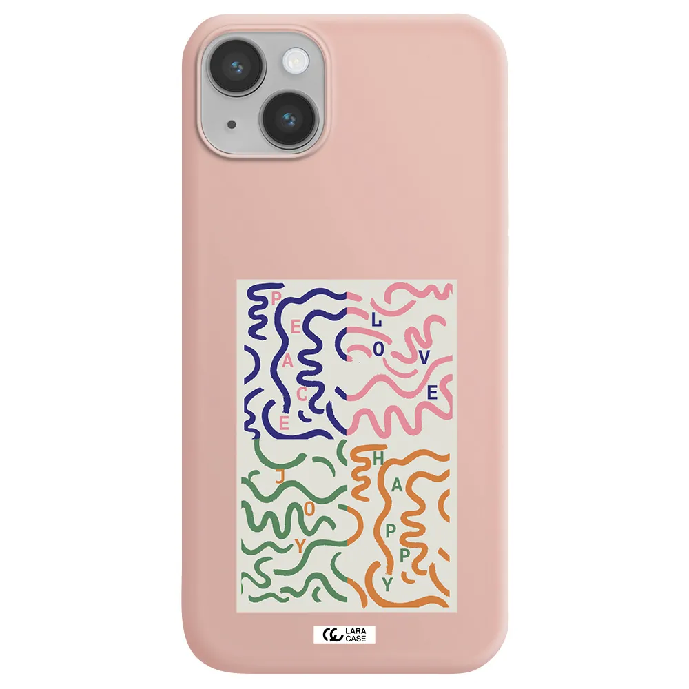 Peace,Love,Joy,Happy Apple iPhone 14 Silicone pastel pink Case