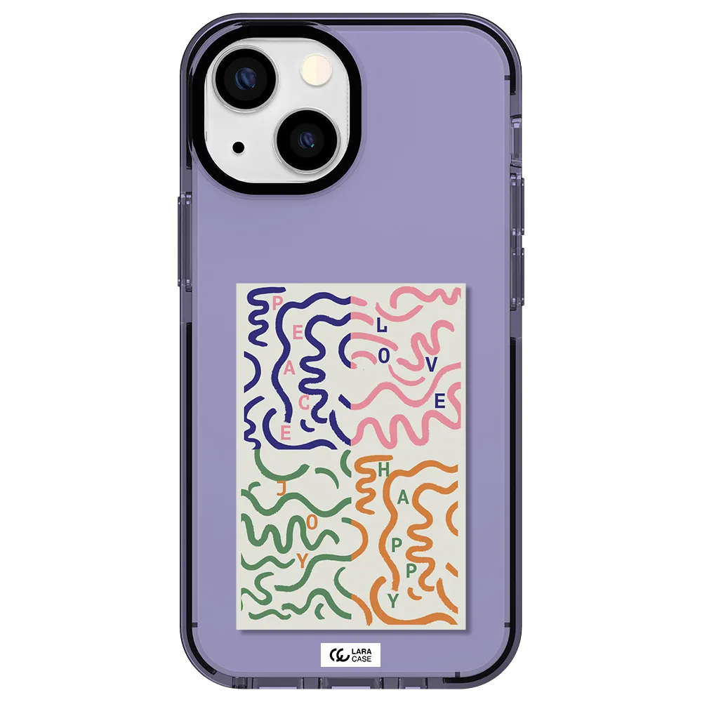 Peace,Love,Joy,Happy Apple iPhone 15 impact Lilac Case
