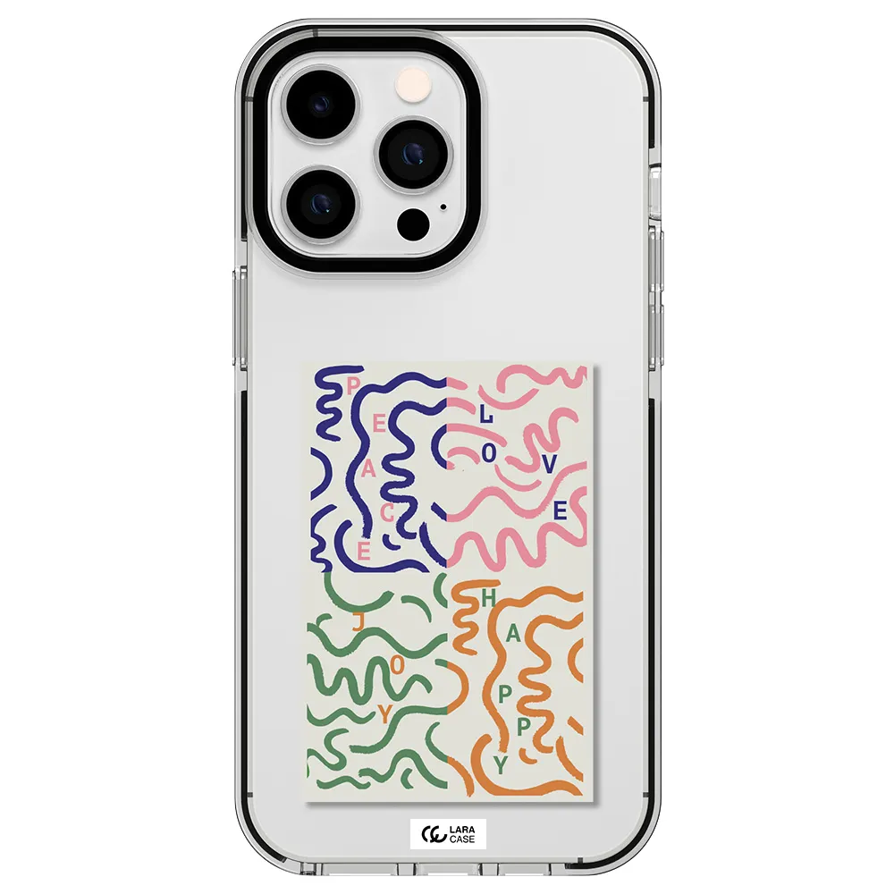 Peace,Love,Joy,Happy Apple iPhone 15 Pro impact black border Case