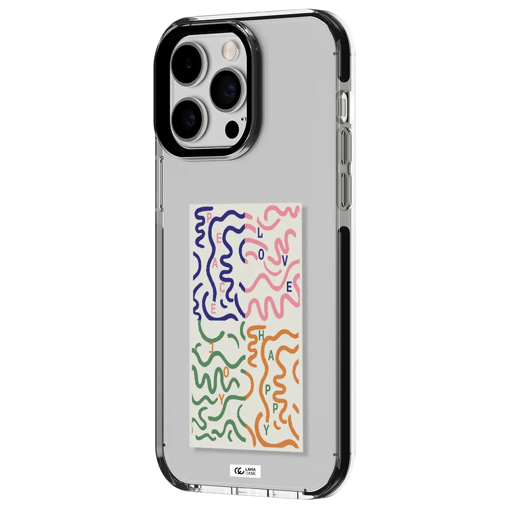 Peace,Love,Joy,Happy Apple iPhone 15 Pro impact black border Case