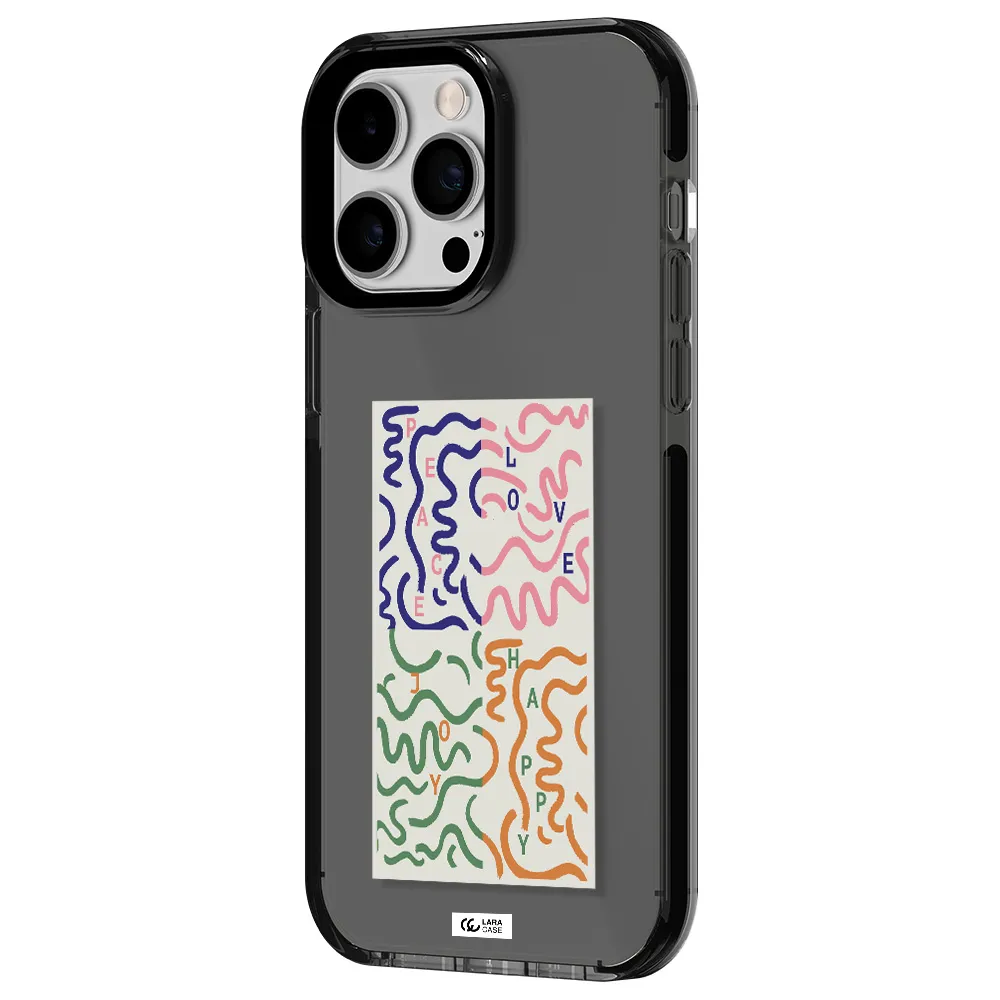 Peace,Love,Joy,Happy Apple iPhone 15 Pro impact Smoke Black Case