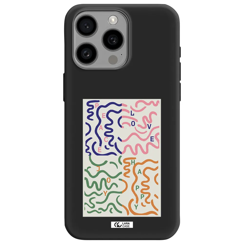 Peace,Love,Joy,Happy Apple Iphone 15 Pro max Silicone black Case