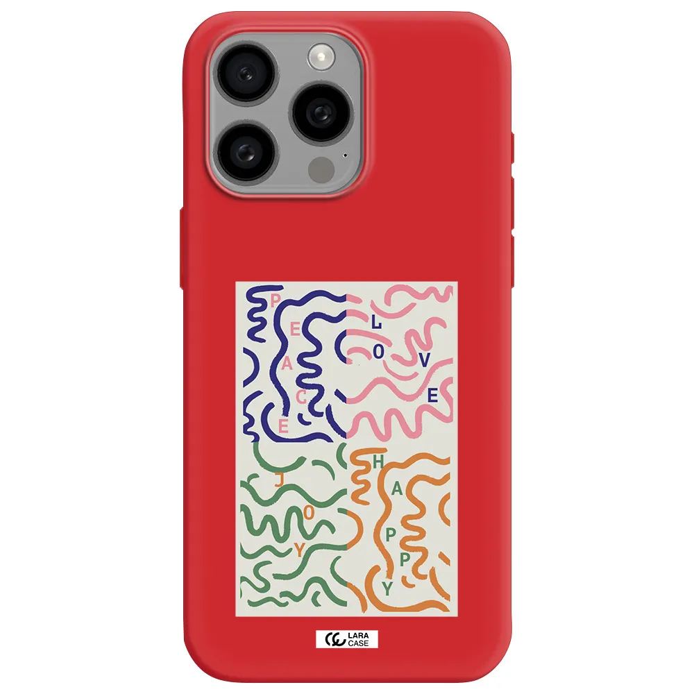 Peace,Love,Joy,Happy Apple Iphone 15 Pro Max Silicone Imperial Red Case