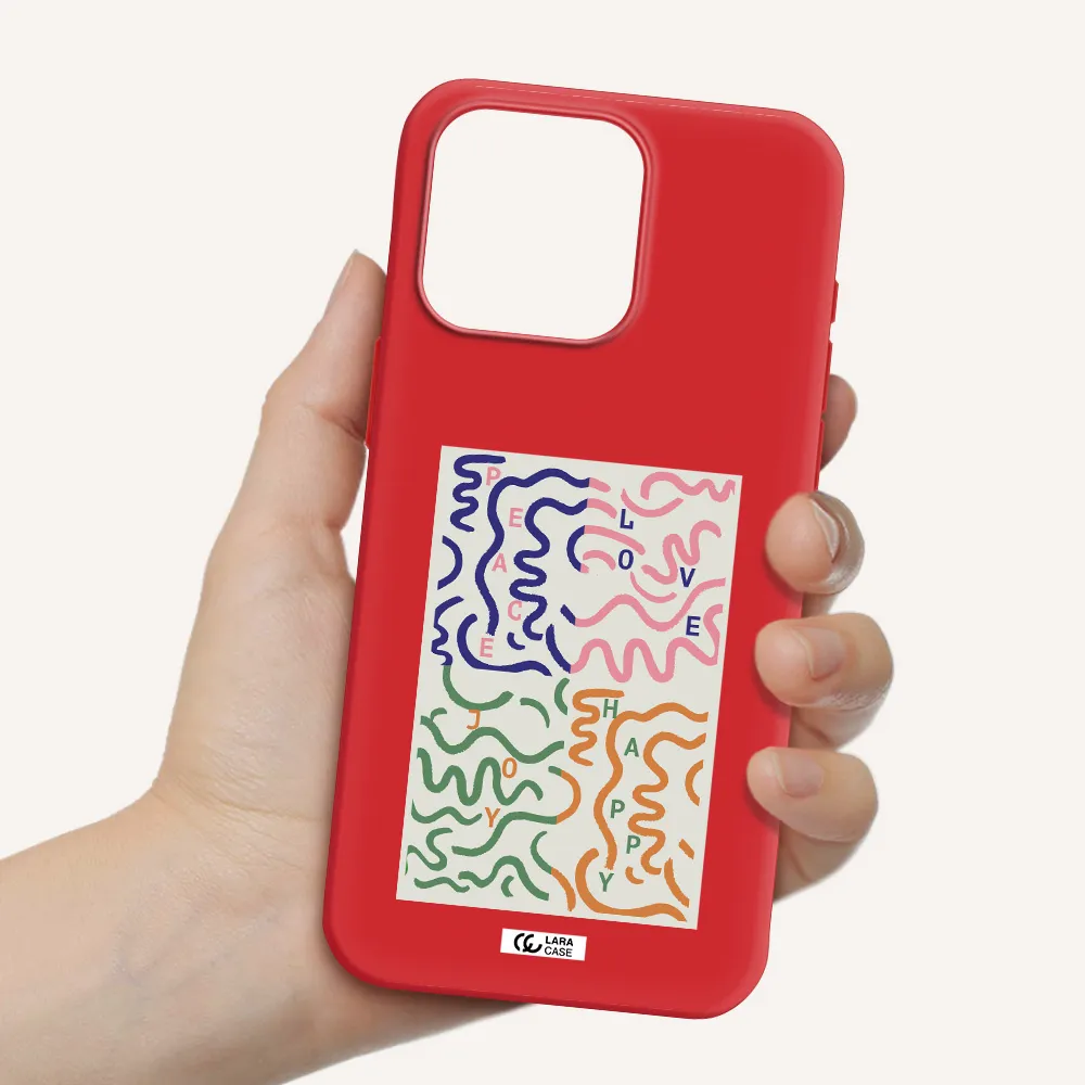 Peace,Love,Joy,Happy Apple Iphone 15 Pro Max Silicone Imperial Red Case