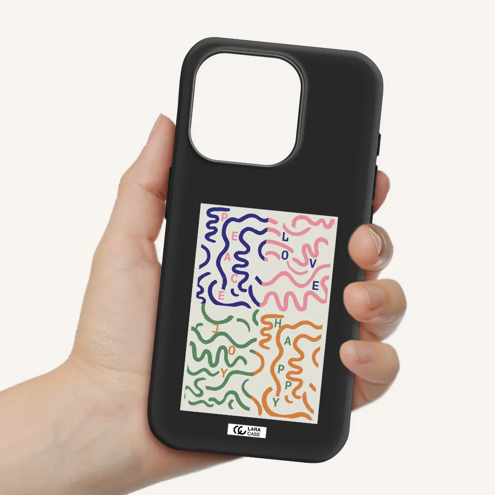 Peace,Love,Joy,Happy Apple Iphone 15 Pro Silicone Black Case